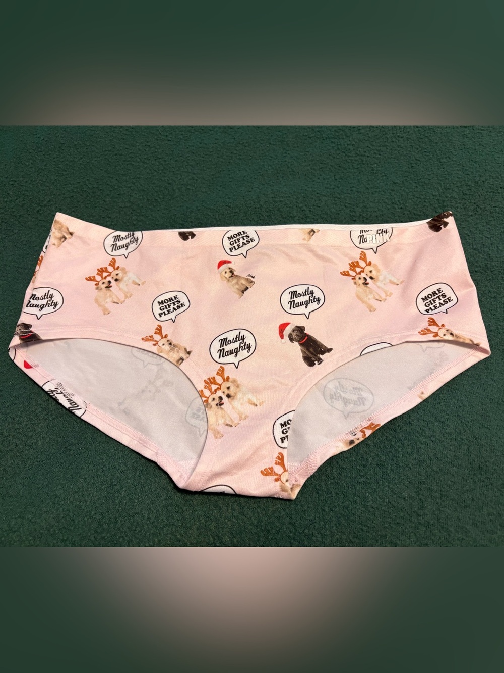 PINK Victoria's Secret Light Pink Holiday Dog Print Hipster Panties